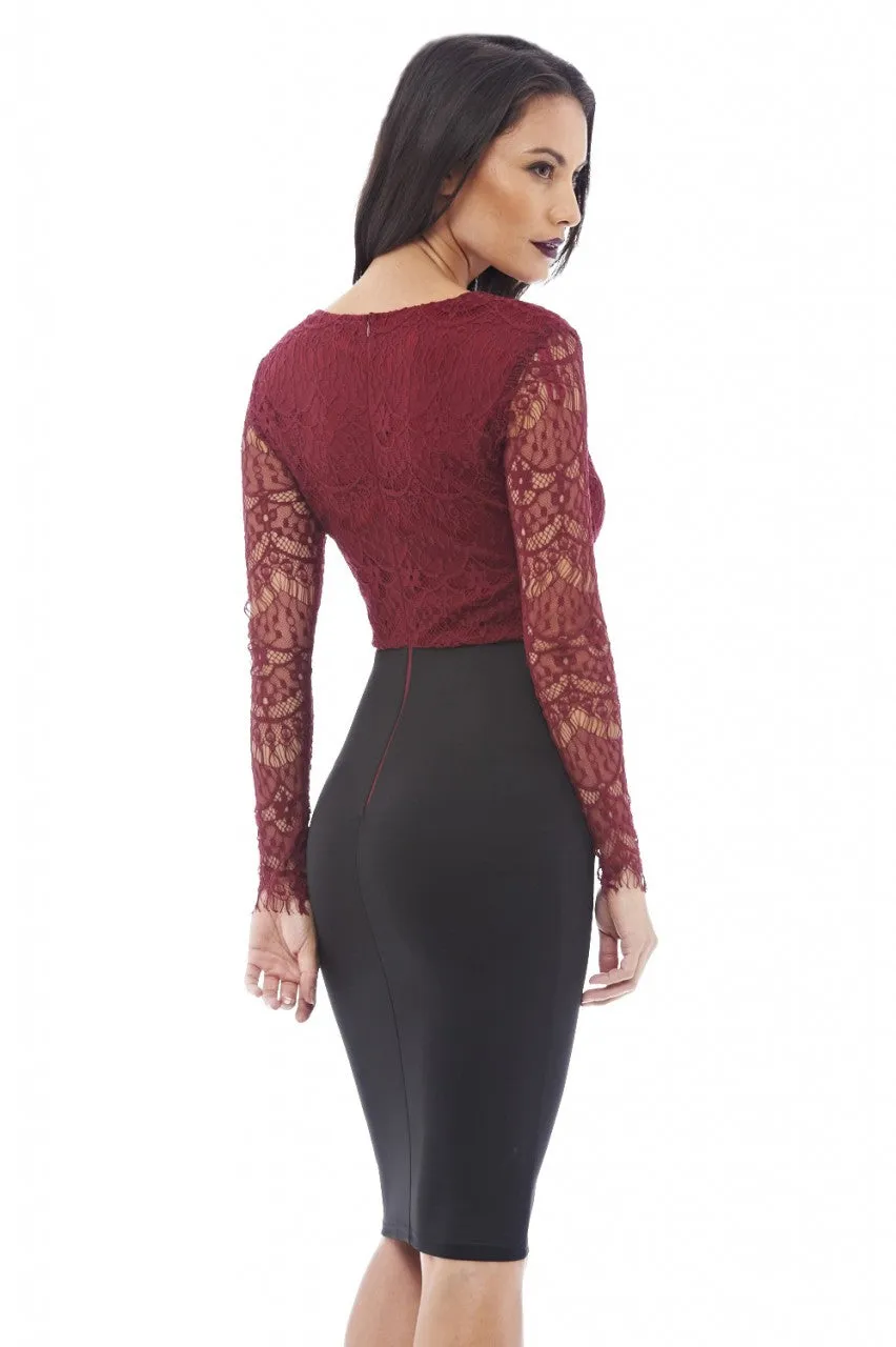 2 in 1 Long Sleeved Lace Dress