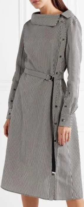 'Albany' Striped Twill Midi Dress