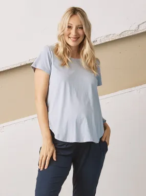 Clara Maternity Cotton Tee - Ice Blue